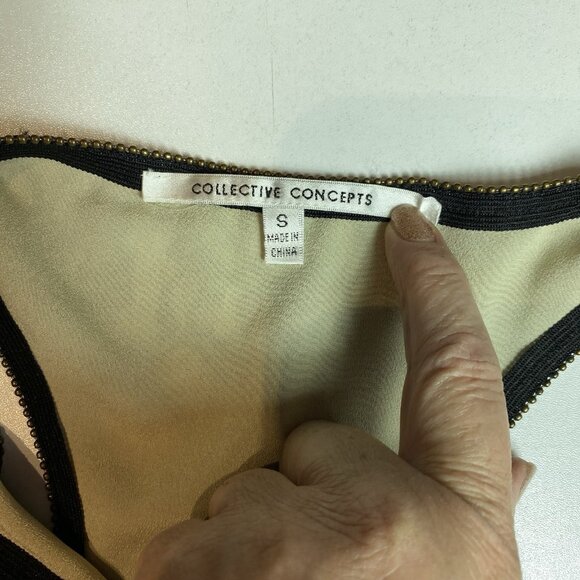 Collective Concepts Womens Dress Black Lace Frayed Hem Metal Zipper Trim Sz S - Picture 3 of 9